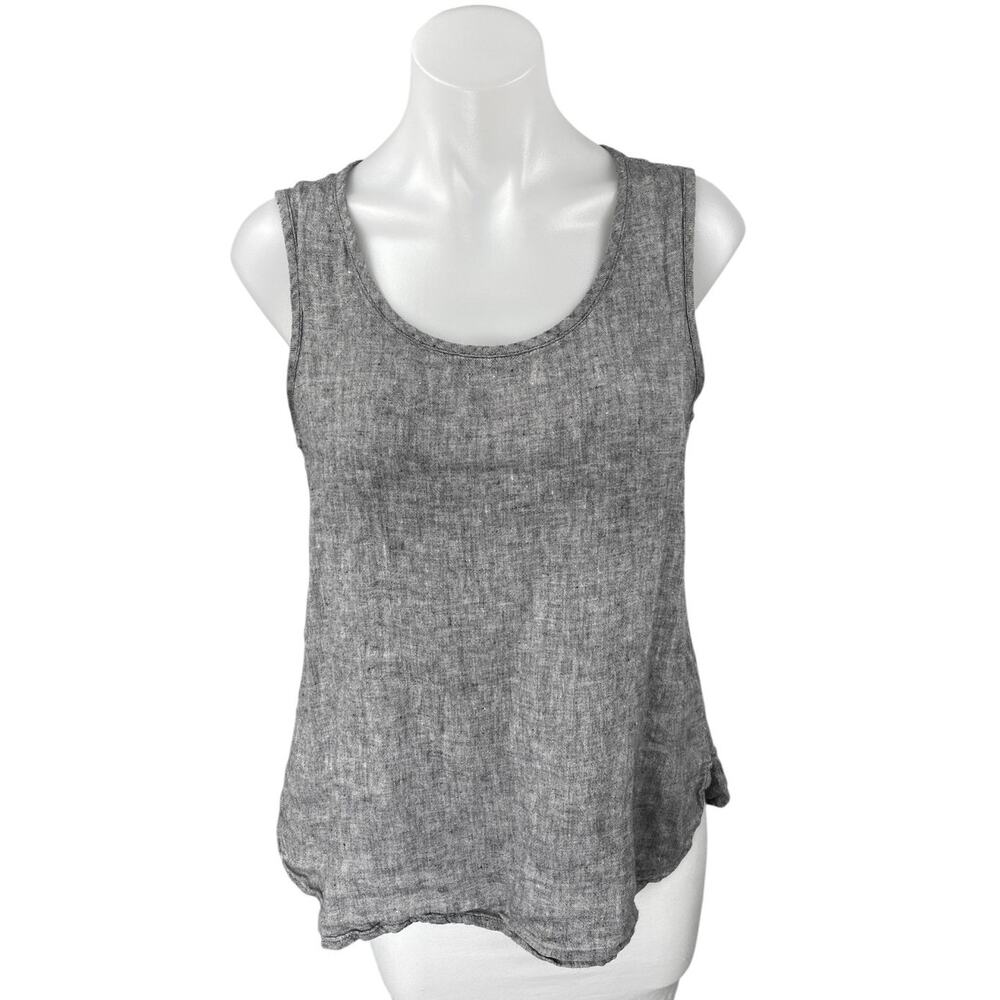 Flax Womens Gray 100% Linen Sleeveless Scoop Neck Cami Camisole Tank Top Size XS